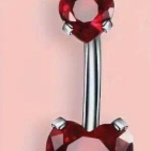 Elegant Red Heart Belly Ring